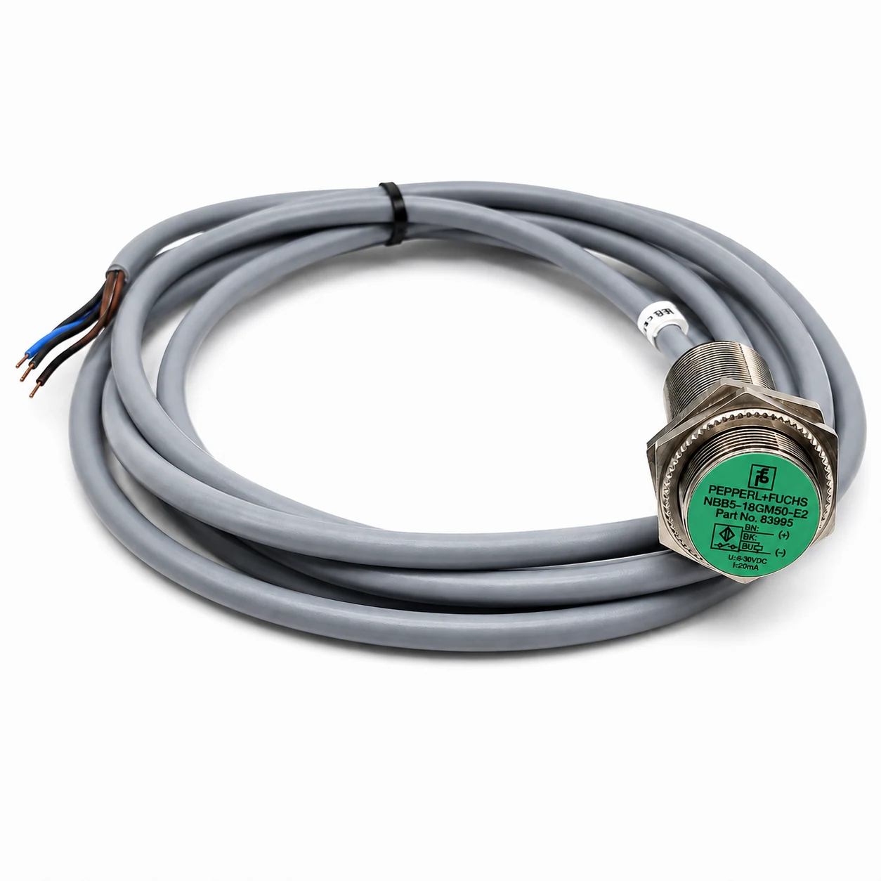 Hình tham khảo sản phẩm NBB5-18GM50-E2; không phải bằng chứng hàng tồn, lô hiện tại, hàng nguyên bản, thời gian giao hoặc bảo hành